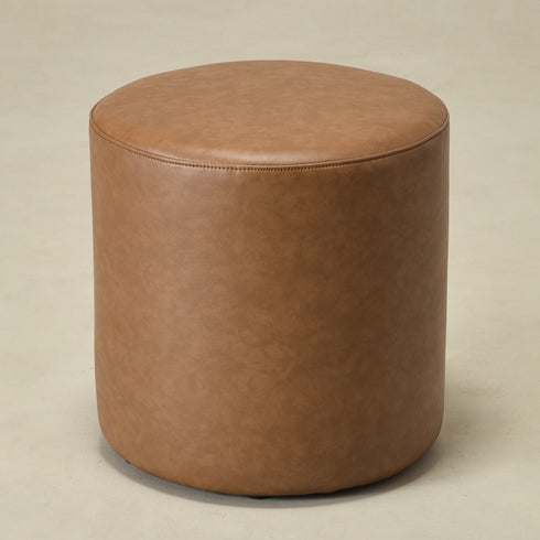 Elof Faux Leather Ottoman - Modern Round Ottoman | Footrest & Accent Stool | Kinwell Furniture | Faux Leather Ottomans